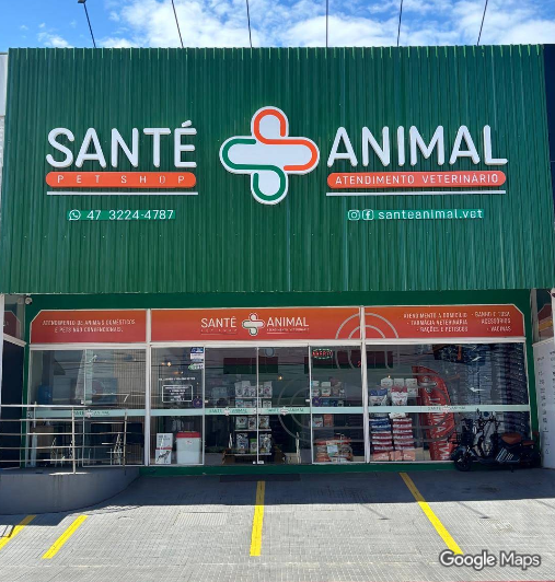Fachada da Santé Animal na R. Indaial, 120, Itajaí